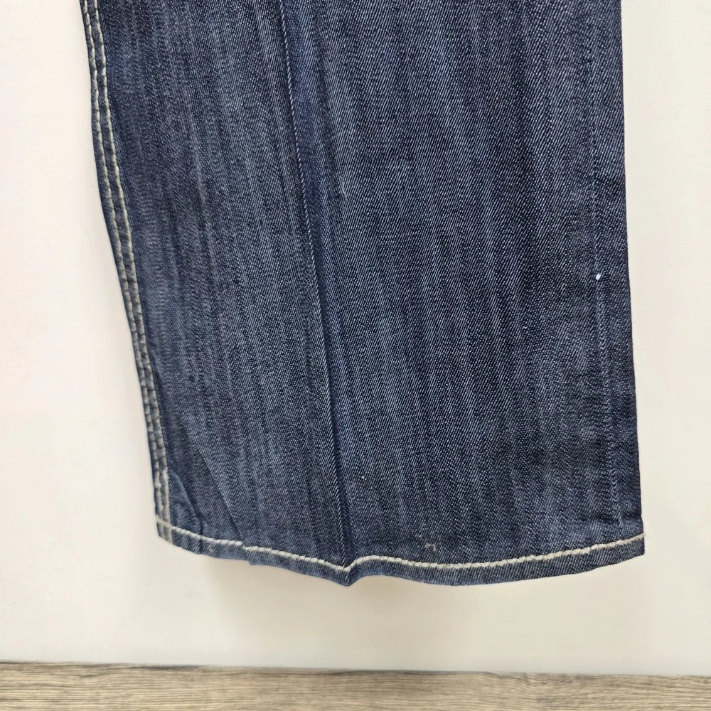 BKE Buckle Carter Straight Jeans Size 31 R   Mens Blue Denim Cotton Thick Stitch
